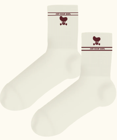 Ribbed crew socks with bean logo
